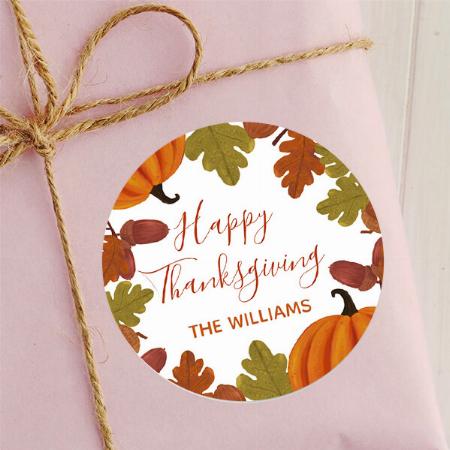 Happy Thanksgiving Name Customized Printed Sticker