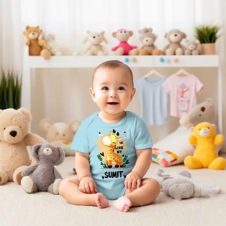 Giraffe Customized Photo Printed Infant Romper for Boys & Girls