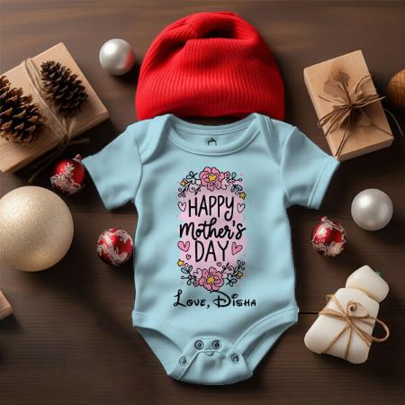 Floral Mother's Day Customized Photo Printed Infant Romper for Boys & Girls