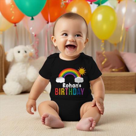 Rainbow Birthday Customized Photo Printed Infant Romper for Boys & Girls