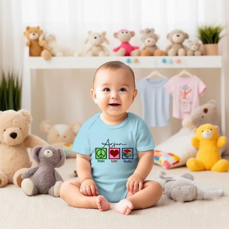 Peace Love Books Customized Photo Printed Infant Romper for Boys & Girls
