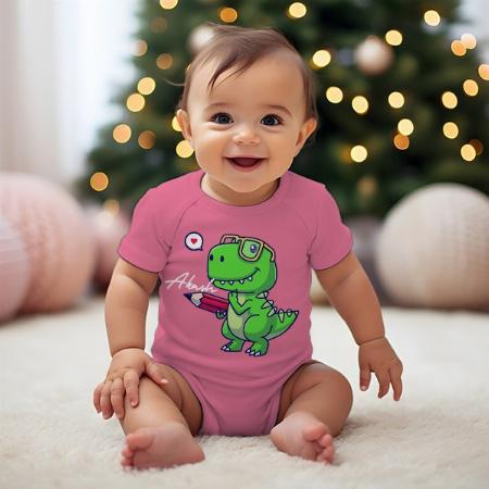 Studious Dinosaur Customized Photo Printed Infant Romper for Boys & Girls