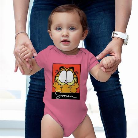 Orange Cartoon Customized Photo Printed Infant Romper for Boys & Girls