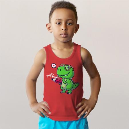 Studious Dinosaur Customized Kid’s Cotton Vest Tank Top