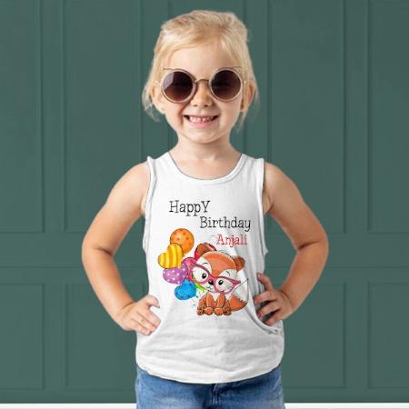 Cute Fox Happy Birthday Customized Kid’s Cotton Vest Tank Top