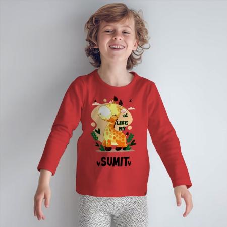 Giraffe Customized Full Sleeve Kid’s Cotton T-Shirt