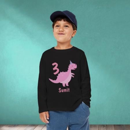 Birthday Dinosaur Customized Full Sleeve Kid’s Cotton T-Shirt