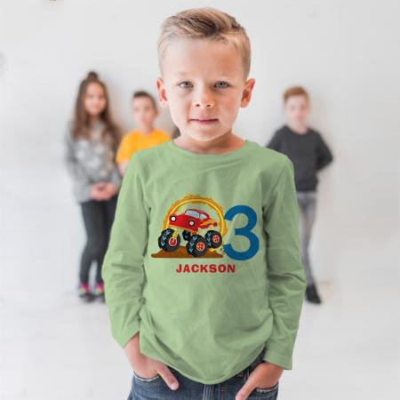 Monster Truck Rally Boy Customized Full Sleeve Kid’s Cotton T-Shirt