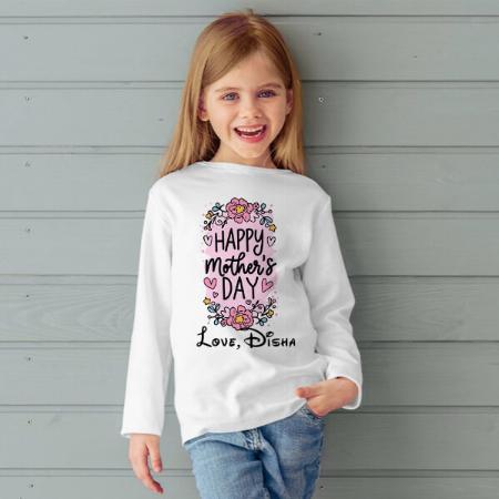 Floral Mother's Day Customized Full Sleeve Kid’s Cotton T-Shirt