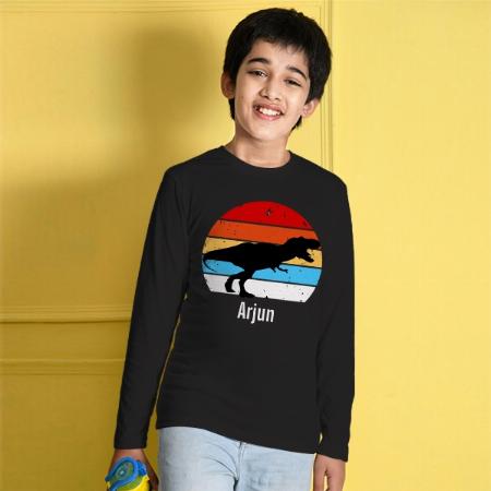 Dino Name Customized Full Sleeve Kid’s Cotton T-Shirt