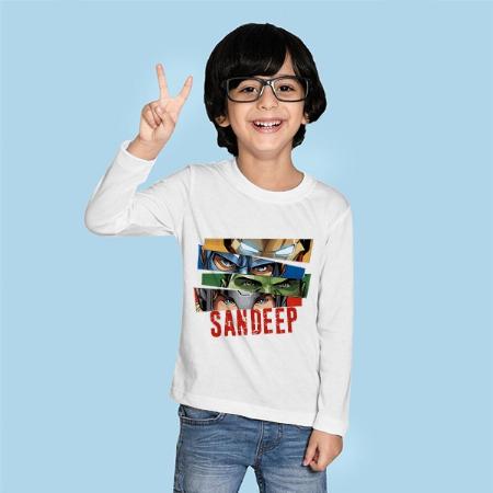 Superhero Customized Full Sleeve Kid’s Cotton T-Shirt