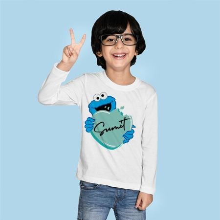 Blue Cartoon Customized Full Sleeve Kid’s Cotton T-Shirt