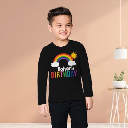 Rainbow Birthday Customized Full Sleeve Kid’s Cotton T-Shirt