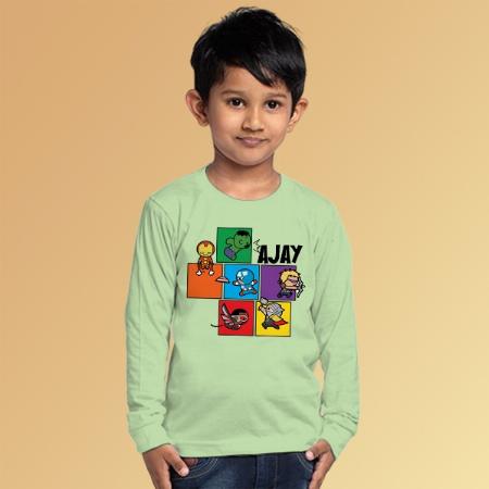 Little Superheroes Customized Full Sleeve Kid’s Cotton T-Shirt