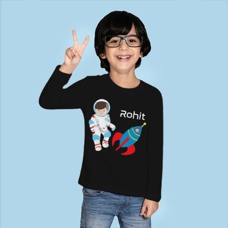 Little Astronaut Customized Full Sleeve Kid’s Cotton T-Shirt