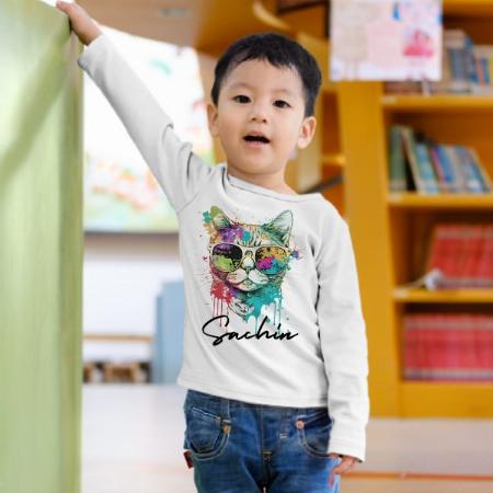 Cool Cat Customized Full Sleeve Kid’s Cotton T-Shirt