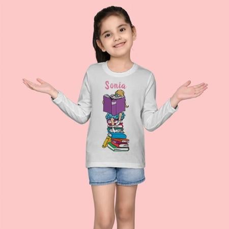 Book Lover Customized Full Sleeve Kid’s Cotton T-Shirt