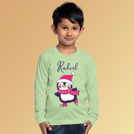 Penguin Customized Full Sleeve Kid’s Cotton T-Shirt