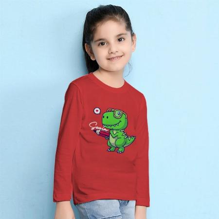 Studious Dinosaur Customized Full Sleeve Kid’s Cotton T-Shirt