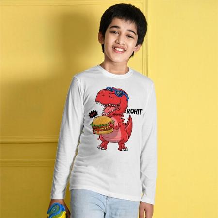 Hungry Dino Customized Full Sleeve Kid’s Cotton T-Shirt