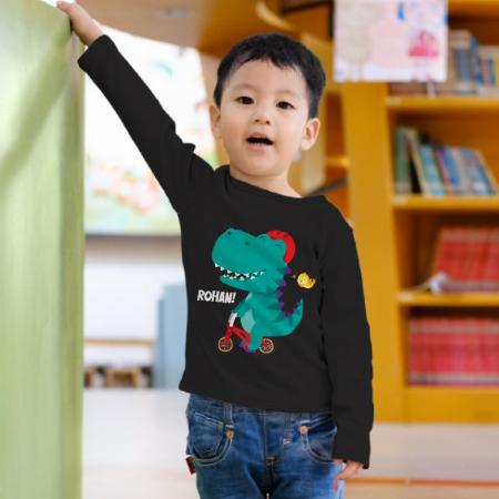 Dino Customized Full Sleeve Kid’s Cotton T-Shirt