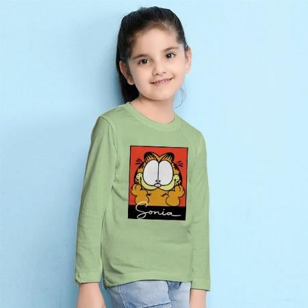 Orange Cartoon Customized Full Sleeve Kid’s Cotton T-Shirt