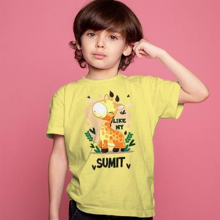 Giraffe Customized Half Sleeve Kid’s Cotton T-Shirt