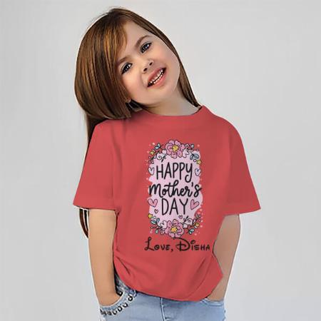 Floral Mother's Day Customized Half Sleeve Kid’s Cotton T-Shirt