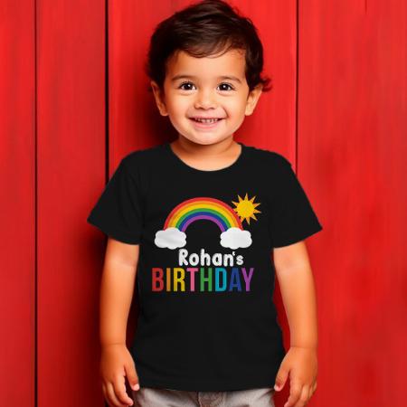 Rainbow Birthday Customized Half Sleeve Kid’s Cotton T-Shirt