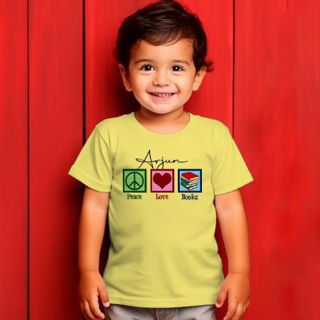 Peace Love Books Customized Half Sleeve Kid’s Cotton T-Shirt