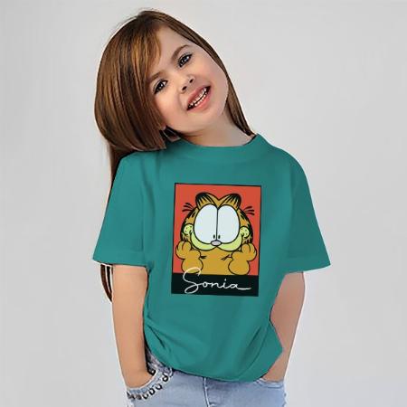 Orange Cartoon Customized Half Sleeve Kid’s Cotton T-Shirt