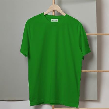 Green Solid Plain Half Sleeve Men's Cotton T-Shirt by yP Basics