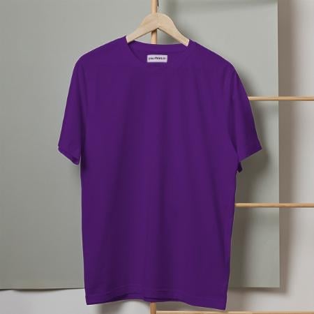 Purple Solid Plain Half Sleeve Men's Cotton T-Shirt by yP Basics