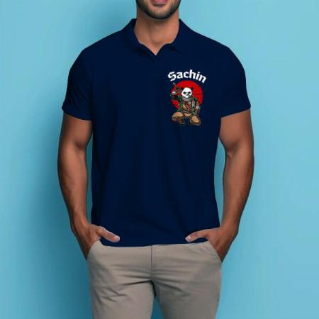 Warrior Panda Polo Customized Half Sleeve Men’s Cotton Polo T-Shirt