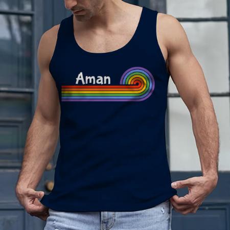 Rainbow with Name Customized Tank Top Vest for Men
