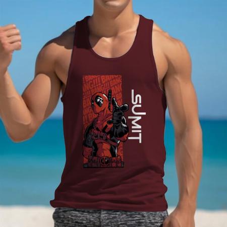 Red Superhero Customized Tank Top Vest for Men