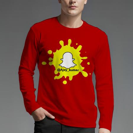 Snap ID Customized Printed Men's Full Sleeves Cotton T-Shirt