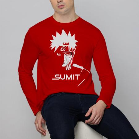 Minimalistic Customized Printed Men's Full Sleeves Cotton T-Shirt