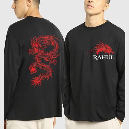 Red Dragon Customized Printed Men's Full Sleeves Cotton T-Shirt