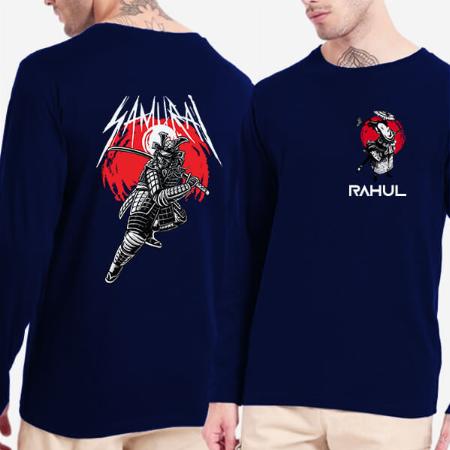 Samurai Customized Printed Men's Full Sleeves Cotton T-Shirt