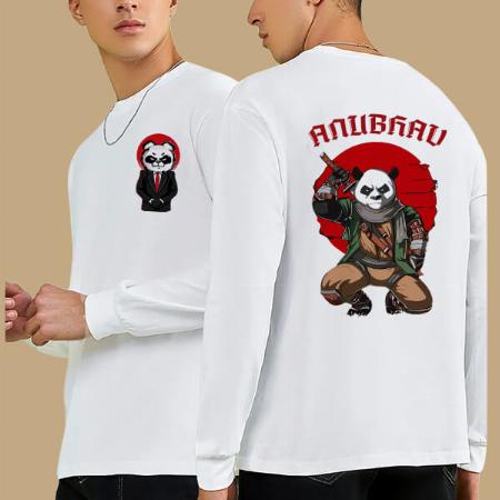 Panda Boss Customized Printed Men's Full Sleeves Cotton T-Shirt