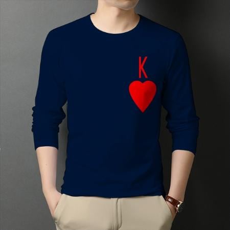 Heart with Monogram Customized Printed Men's Full Sleeves Cotton T-Shirt