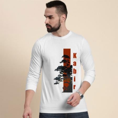 Nature Customized Printed Men's Full Sleeves Cotton T-Shirt