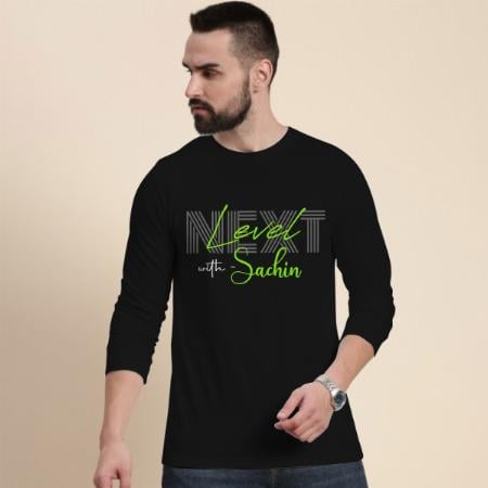 Next Level Customized Printed Men's Full Sleeves Cotton T-Shirt