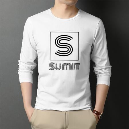 Monogram Customized Printed Men's Full Sleeves Cotton T-Shirt