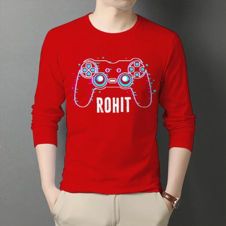 Gamer Customized Printed Men's Full Sleeves Cotton T-Shirt