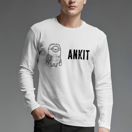 Name Initials Customized Printed Men's Full Sleeves Cotton T-Shirt