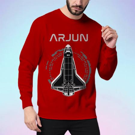 Space Shuttle with Name Customized Printed Men's Full Sleeves Cotton T-Shirt