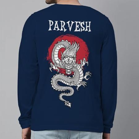 Oriental Dragon Customized Printed Men's Full Sleeves Cotton T-Shirt
