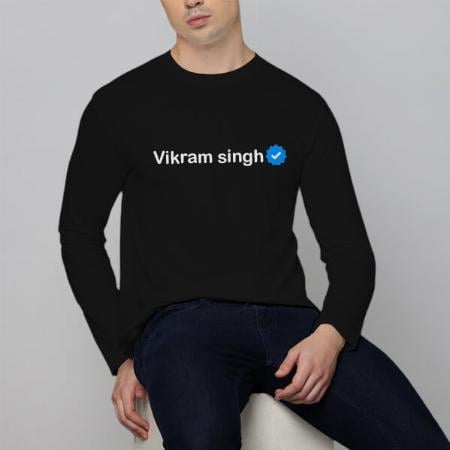 Verified Name Customized Printed Men's Full Sleeves Cotton T-Shirt